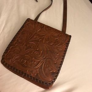 Tooled leather crossbody